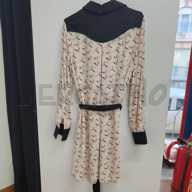 VESTITO DONNA ROSA FENICOTTERI COLLETTO NERO | Mercatino dell'Usato Alcamo 2