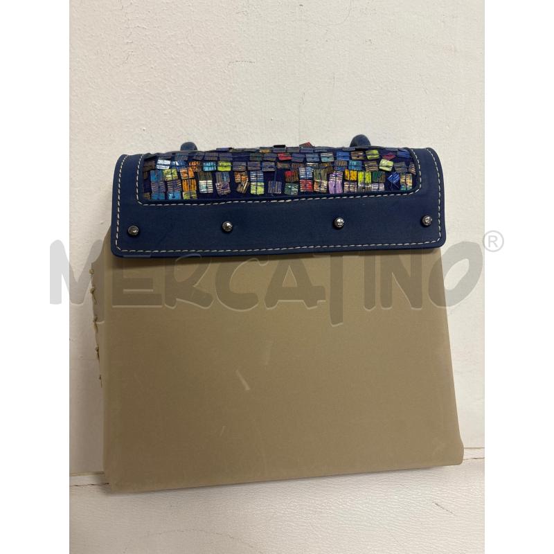 BORSA DONNA BI BEIGE E BLU FANTASIA | Mercatino dell'Usato Trapani corso mattarella 4