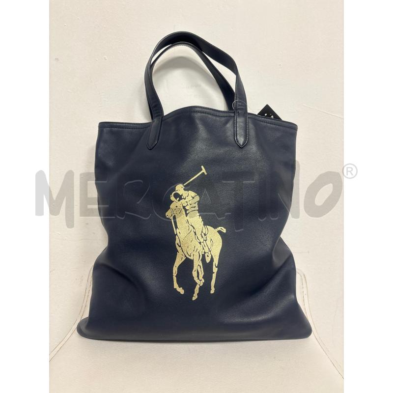 BORSA DONNA  POLO RALPH LAUREN  BLU IN PELLE  | Mercatino dell'Usato Trapani corso mattarella 1