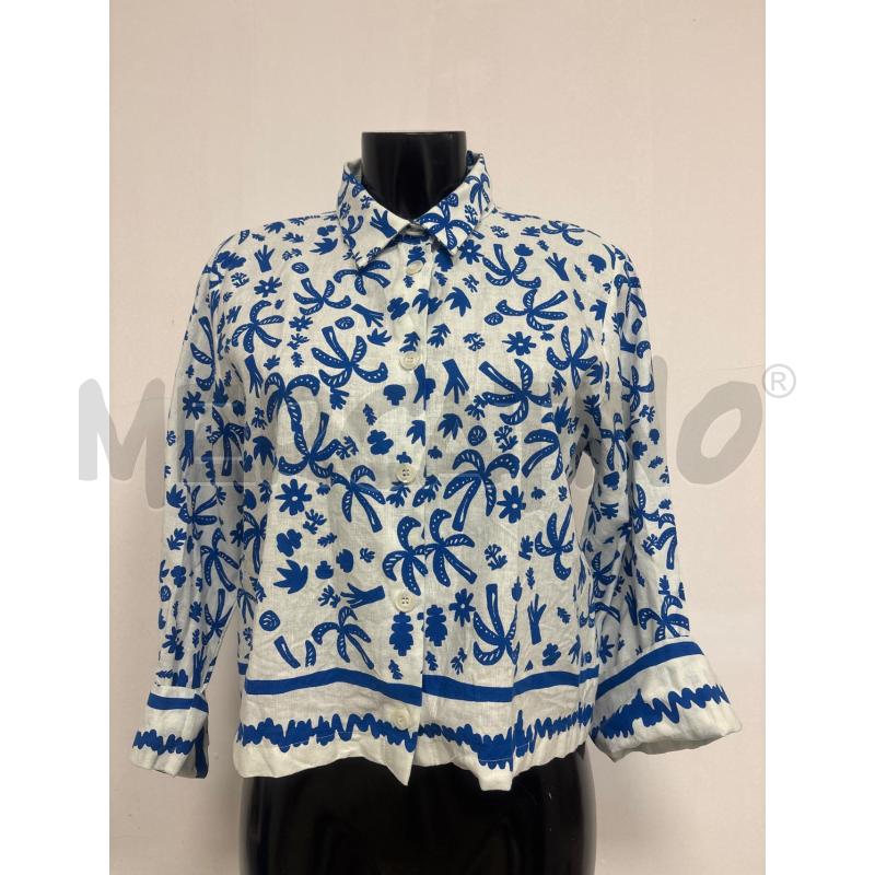 CAMICIA DONNA  IBLUSE BIANCA BLU IN MISTOLINO  | Mercatino dell'Usato Trapani corso mattarella 1
