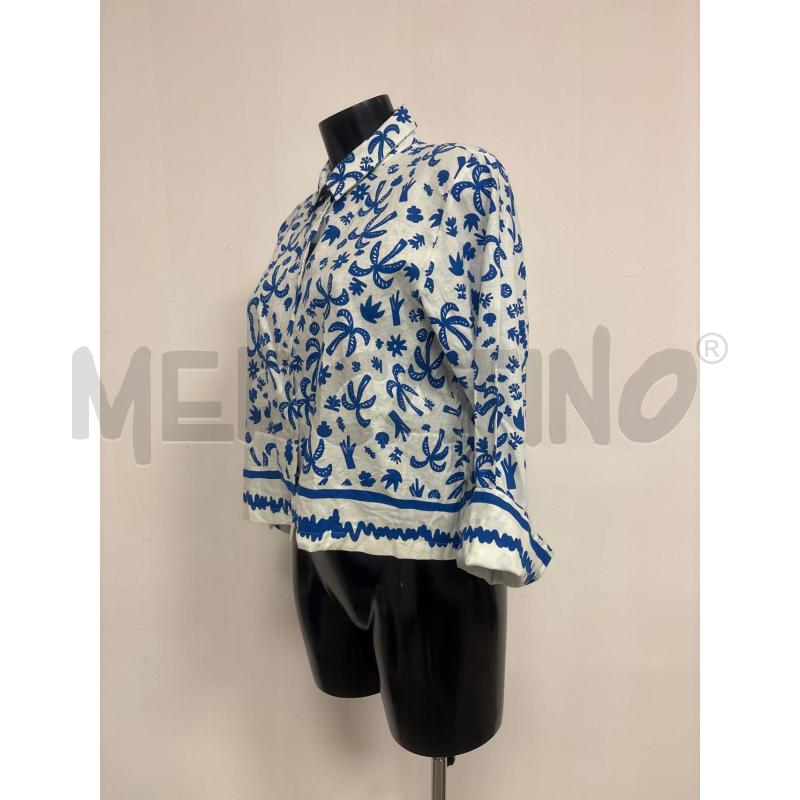 CAMICIA DONNA  IBLUSE BIANCA BLU IN MISTOLINO  | Mercatino dell'Usato Trapani corso mattarella 2