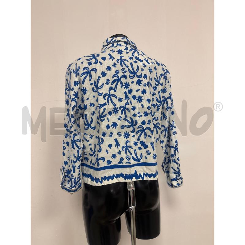 CAMICIA DONNA  IBLUSE BIANCA BLU IN MISTOLINO  | Mercatino dell'Usato Trapani corso mattarella 3