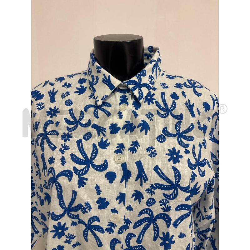 CAMICIA DONNA  IBLUSE BIANCA BLU IN MISTOLINO  | Mercatino dell'Usato Trapani corso mattarella 4