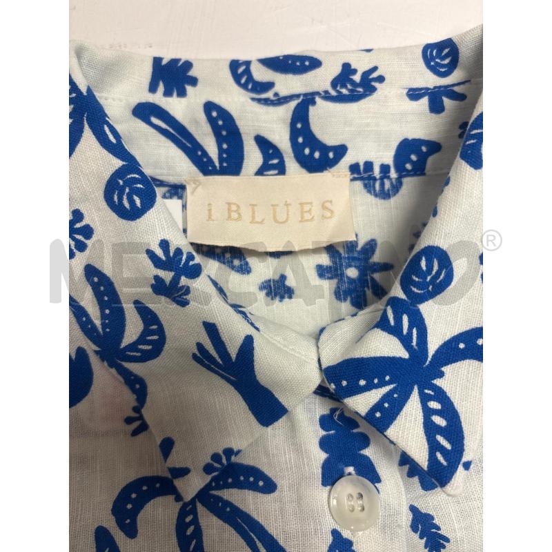 CAMICIA DONNA  IBLUSE BIANCA BLU IN MISTOLINO  | Mercatino dell'Usato Trapani corso mattarella 5