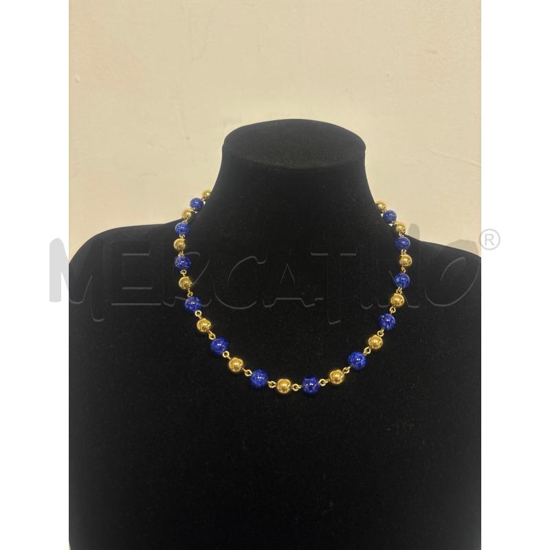 COLLANA  AGHATA DORATO E BLU  | Mercatino dell'Usato Trapani corso mattarella 1