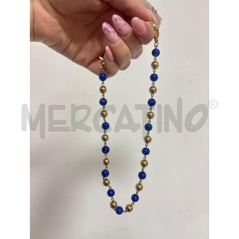 COLLANA  AGHATA DORATO E BLU  | Mercatino dell'Usato Trapani corso mattarella 3