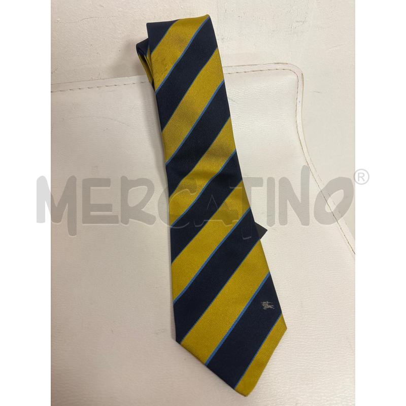 CRAVATTA  BURBERRY BLU GIALLA STRISCE | Mercatino dell'Usato Trapani corso mattarella 1
