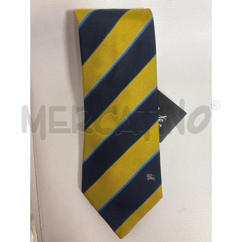 CRAVATTA  BURBERRY BLU GIALLA STRISCE | Mercatino dell'Usato Trapani corso mattarella 4