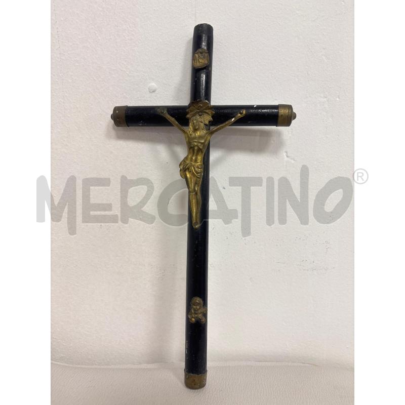 CROCIFISSO IN LEGNO E OTTONE MANIFATTURA FRANCESE | Mercatino dell'Usato Trapani corso mattarella 1