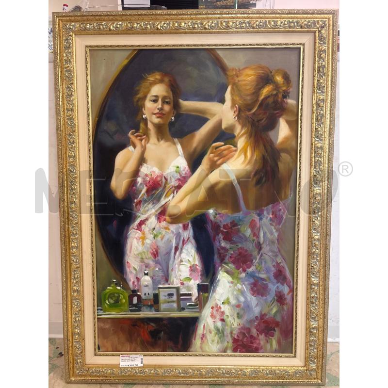 DIPINTO OLIO SU TELA DONNA ALLO SPECCHIO | Mercatino dell'Usato Trapani corso mattarella 1