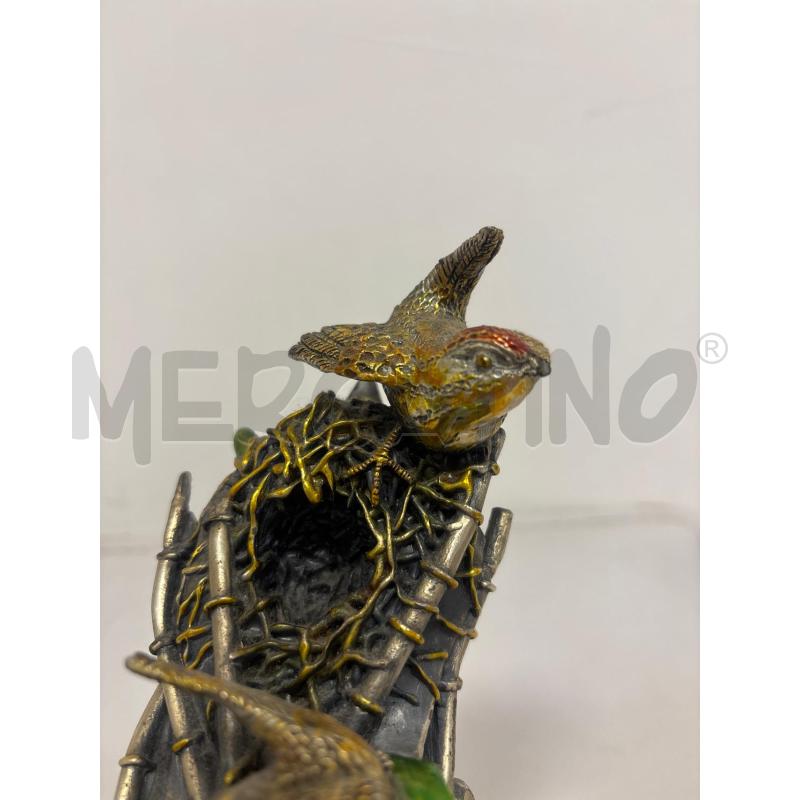 SCULTURA EFFEO ART UCCELLINI SU CEPPO NIDO IN METALLO SU BASE MARMO | Mercatino dell'Usato Trapani corso mattarella 4