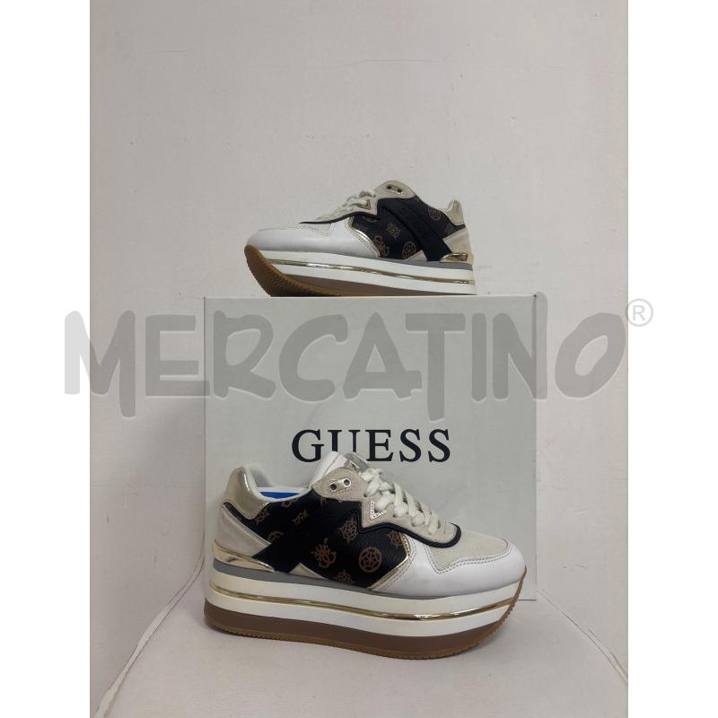 SNEAKERS DONNA  GUESS BIANCHE E MARRONI  | Mercatino dell'Usato Trapani corso mattarella 1