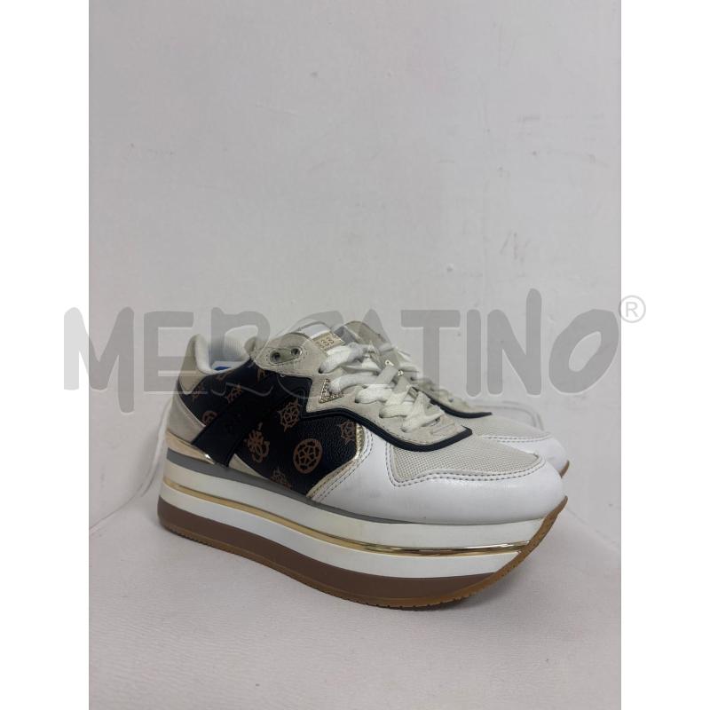 SNEAKERS DONNA  GUESS BIANCHE E MARRONI  | Mercatino dell'Usato Trapani corso mattarella 2