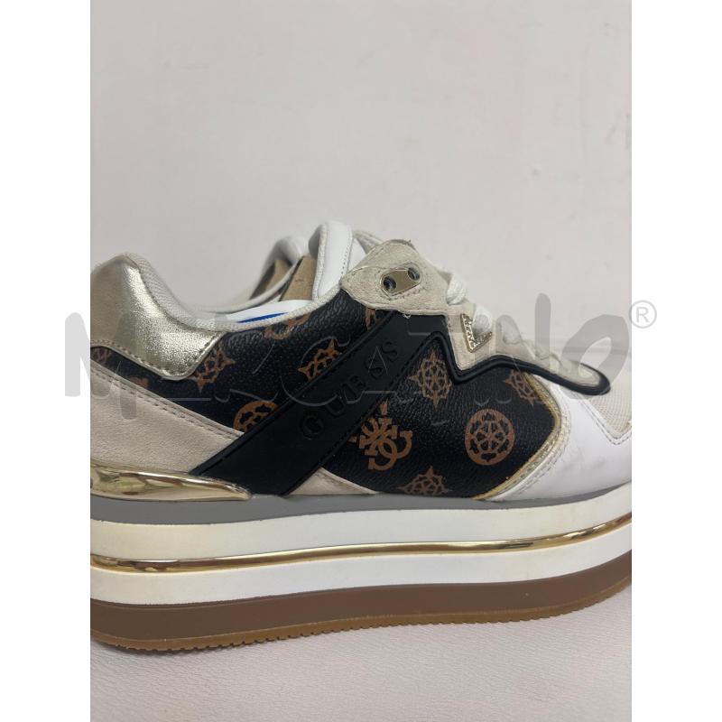SNEAKERS DONNA  GUESS BIANCHE E MARRONI  | Mercatino dell'Usato Trapani corso mattarella 3