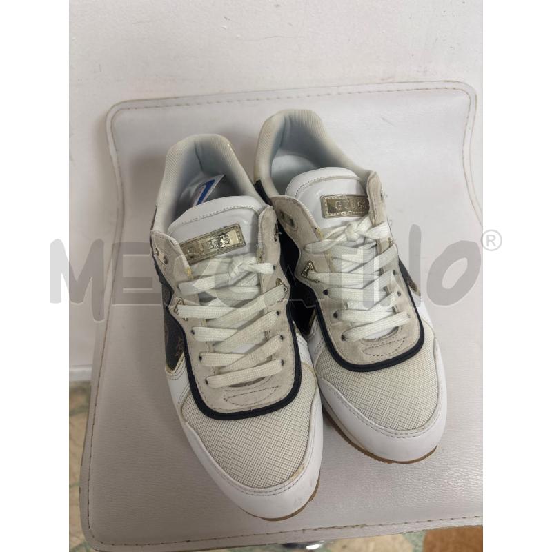SNEAKERS DONNA  GUESS BIANCHE E MARRONI  | Mercatino dell'Usato Trapani corso mattarella 4