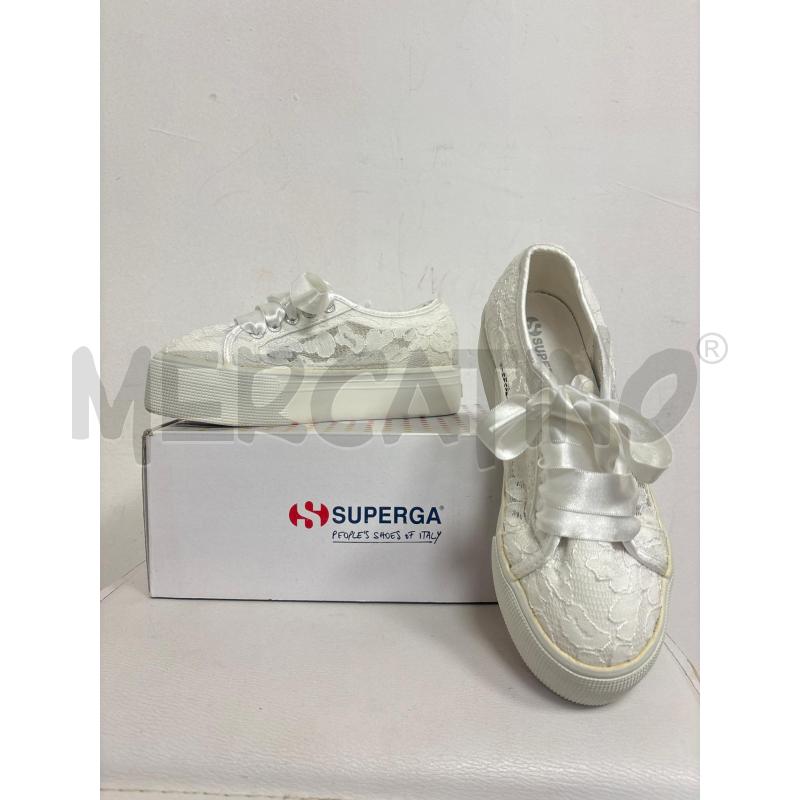 SNEAKERS DONNA  SUPERGA BIANCHE IN PIZZO  | Mercatino dell'Usato Trapani corso mattarella 1