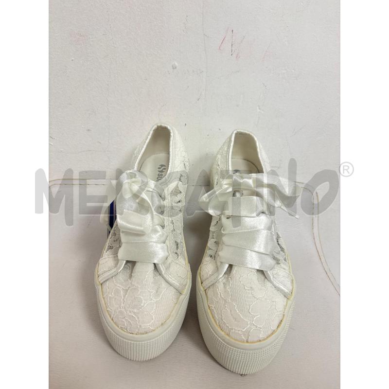 SNEAKERS DONNA  SUPERGA BIANCHE IN PIZZO  | Mercatino dell'Usato Trapani corso mattarella 3