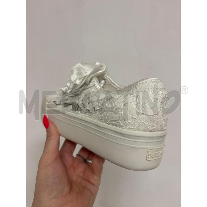 SNEAKERS DONNA  SUPERGA BIANCHE IN PIZZO  | Mercatino dell'Usato Trapani corso mattarella 4