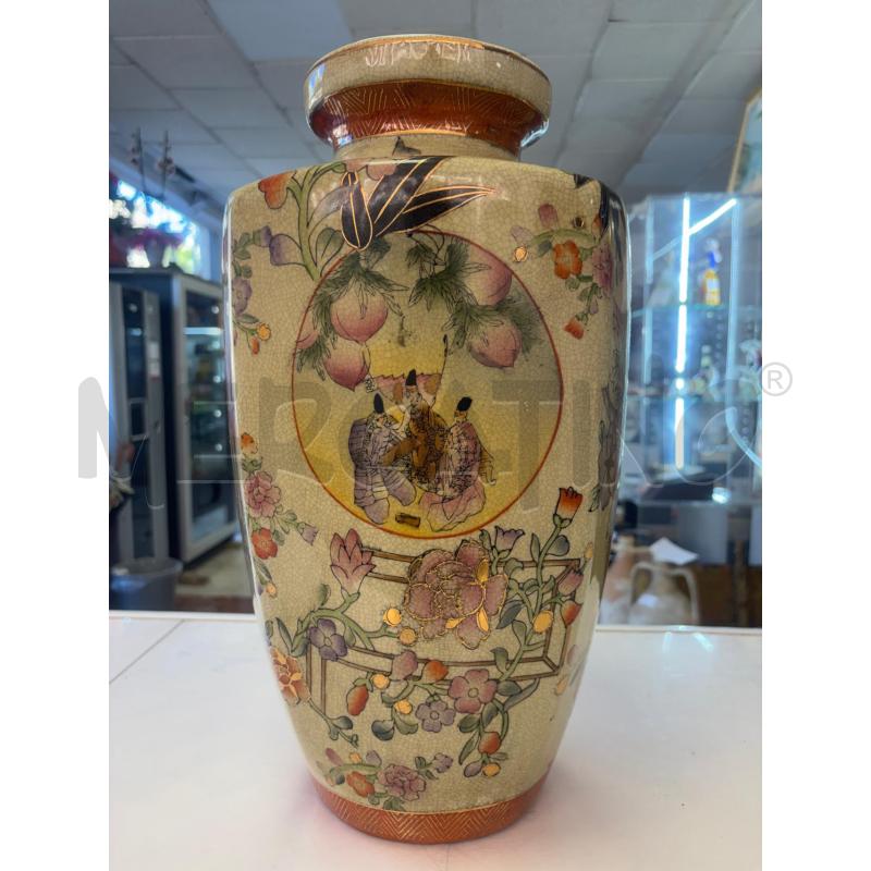 VASO IN CERAMICA SATSUMA FINITURE IN CRAQUELE MOTIVI FLOREALI | Mercatino dell'Usato Trapani corso mattarella 1