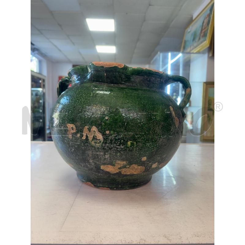VASO IN TERRACOTTA SMALTATA VERDE RISALENTE AL 1700 | Mercatino dell'Usato Trapani corso mattarella 1