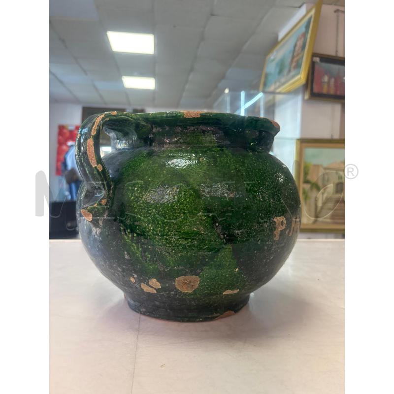 VASO IN TERRACOTTA SMALTATA VERDE RISALENTE AL 1700 | Mercatino dell'Usato Trapani corso mattarella 3