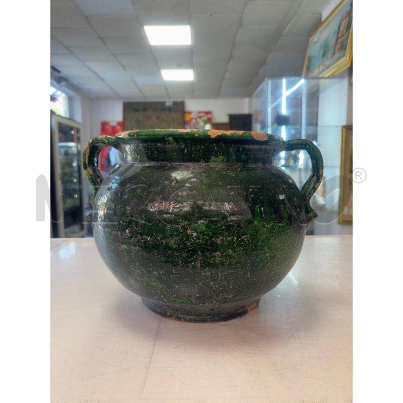 VASO IN TERRACOTTA SMALTATA VERDE RISALENTE AL 1700 | Mercatino dell'Usato Trapani corso mattarella 4