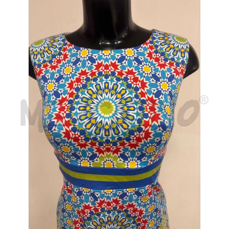 VESTITO DONNA CLIPS AZZURRO FANTASIA ROSSA GIALLA | Mercatino dell'Usato Trapani corso mattarella 2