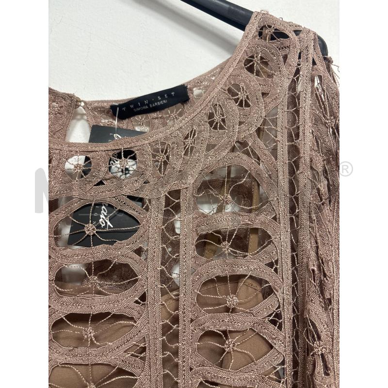 VESTITO DONNA TWINSET MARRONE IN PIZZO CON SOTTOVESTE | Mercatino dell'Usato Trapani corso mattarella 3