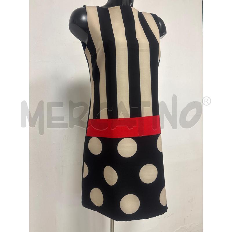 VESTITO DONNA   REBECCA  NERO RIGHE BEIGE  POIS GRANDI  | Mercatino dell'Usato Trapani corso mattarella 2