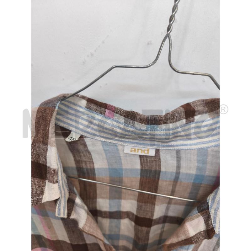 CAMICIA DONNA AND LINO BIANCO QUADRI MARRONE AZZURRO ROSA  | Mercatino dell'Usato Volpago del montello 2