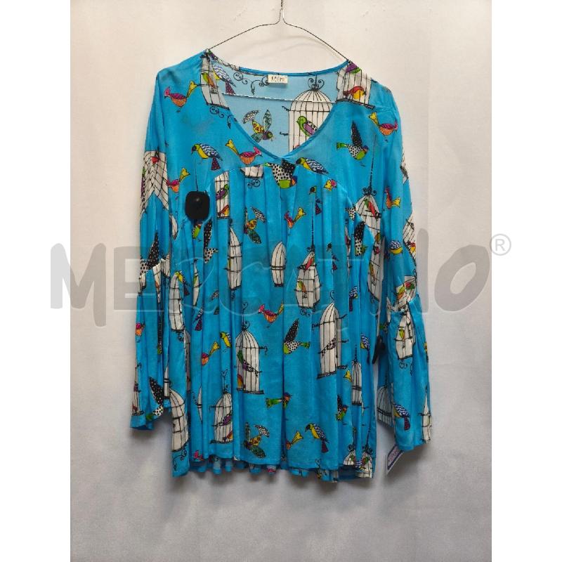 CAMICIA DONNA BOEME AZZURRA GABBIE UCCELLI | Mercatino dell'Usato Volpago del montello 1