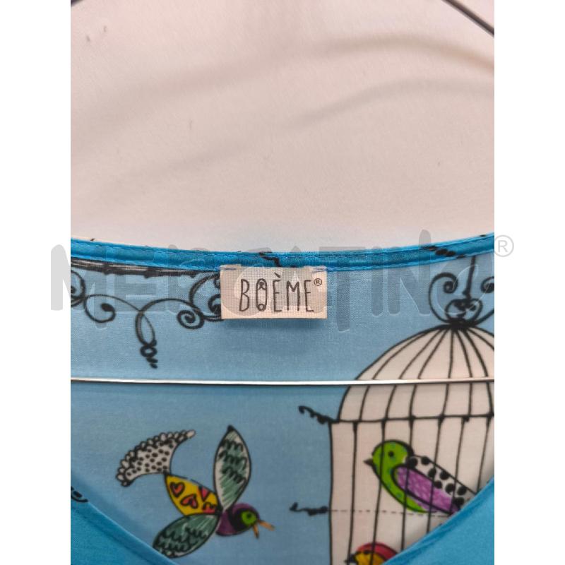 CAMICIA DONNA BOEME AZZURRA GABBIE UCCELLI | Mercatino dell'Usato Volpago del montello 2