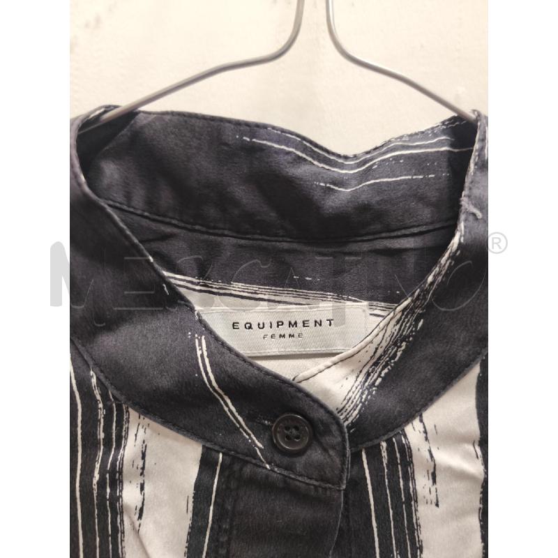CAMICIA DONNA EQUIPMENT %100 SETA RIGHE NERO BIANCO  | Mercatino dell'Usato Volpago del montello 2