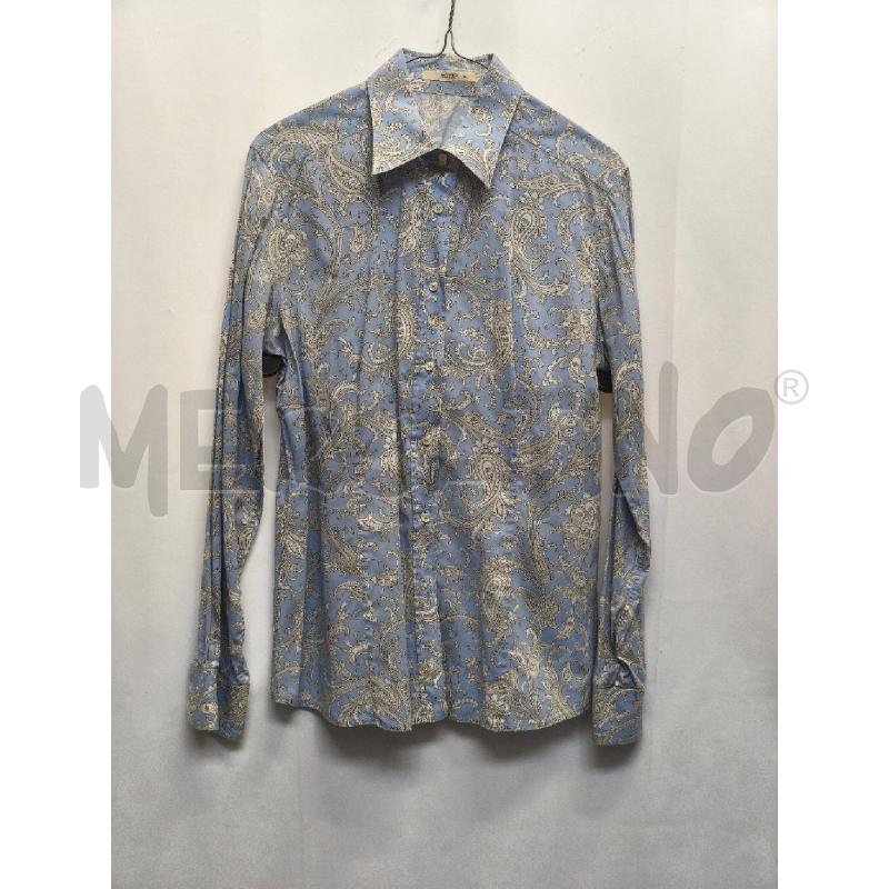 CAMICIA DONNA ETRO AZZURRA DISEGNI BIEGE BIANCI  | Mercatino dell'Usato Volpago del montello 1