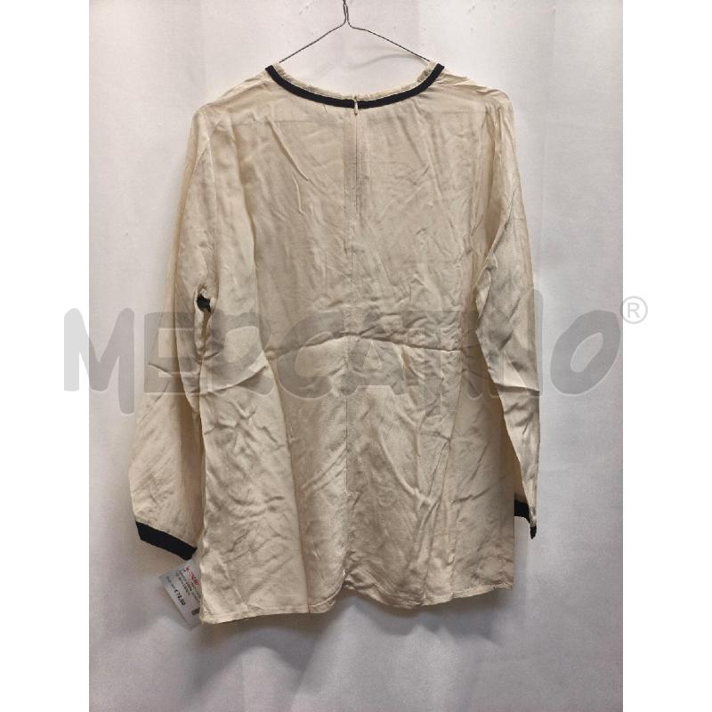 CAMICIA DONNA JUCCA %100 SETA BIEGE GIRO COLO NERO  | Mercatino dell'Usato Volpago del montello 4