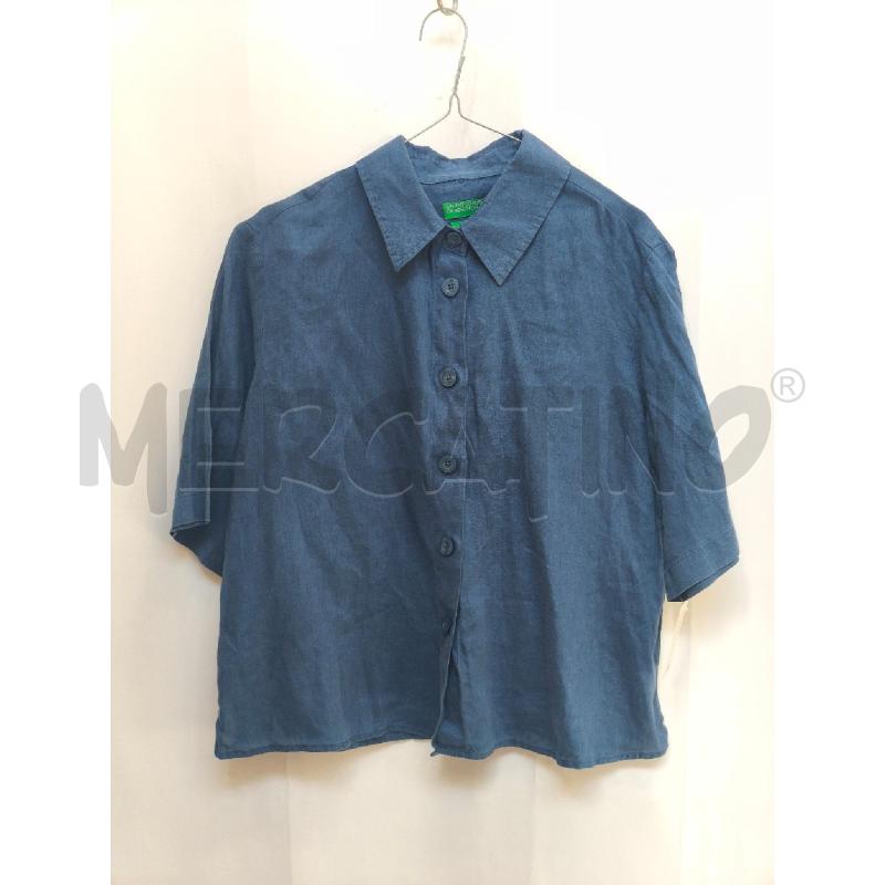 CAMICIA DONNA LINO BENETTON BLU CHIARO  | Mercatino dell'Usato Volpago del montello 1