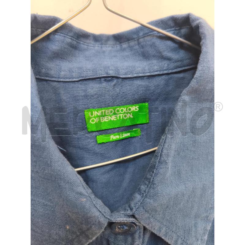 CAMICIA DONNA LINO BENETTON BLU CHIARO  | Mercatino dell'Usato Volpago del montello 2