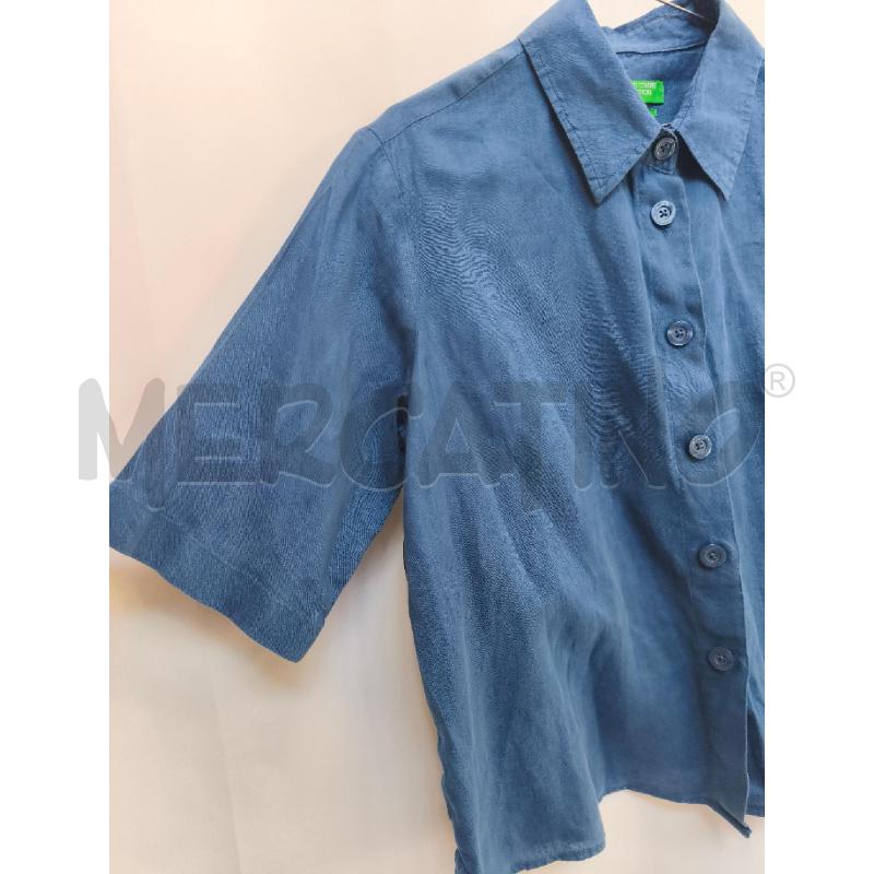 CAMICIA DONNA LINO BENETTON BLU CHIARO  | Mercatino dell'Usato Volpago del montello 3
