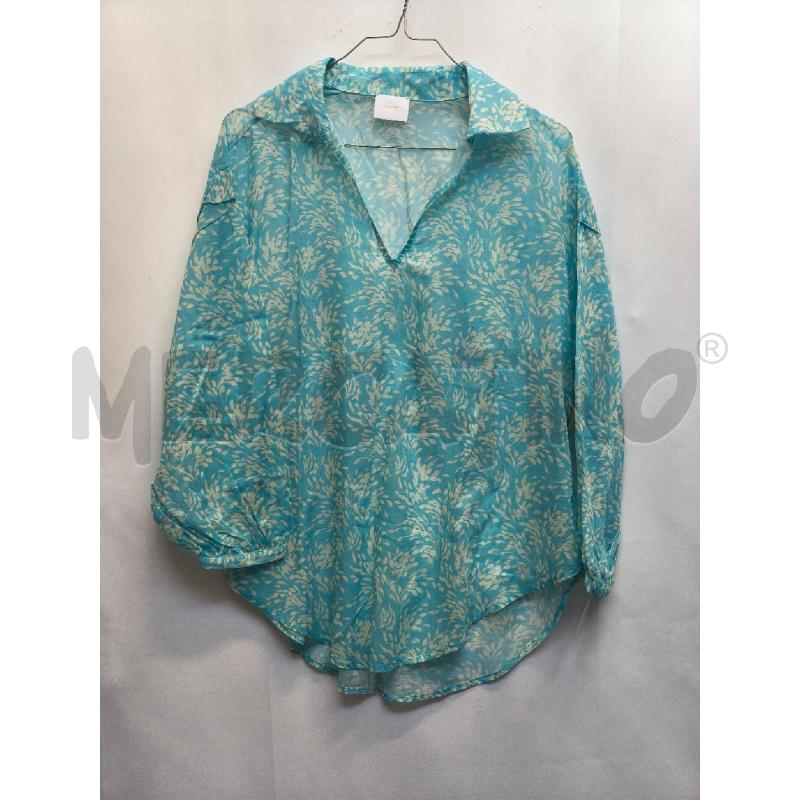 CAMICIA DONNA MERCI AZZURRA FIORI BIEGE  | Mercatino dell'Usato Volpago del montello 1