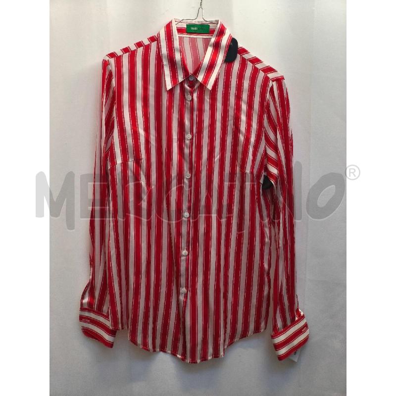 CAMICIA DONNA VERDE CALISI RIGHE ROSSI BIEGE  | Mercatino dell'Usato Volpago del montello 1