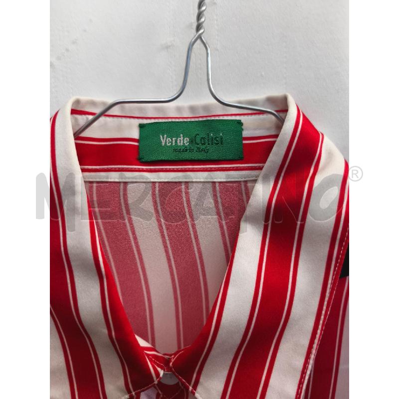 CAMICIA DONNA VERDE CALISI RIGHE ROSSI BIEGE  | Mercatino dell'Usato Volpago del montello 2