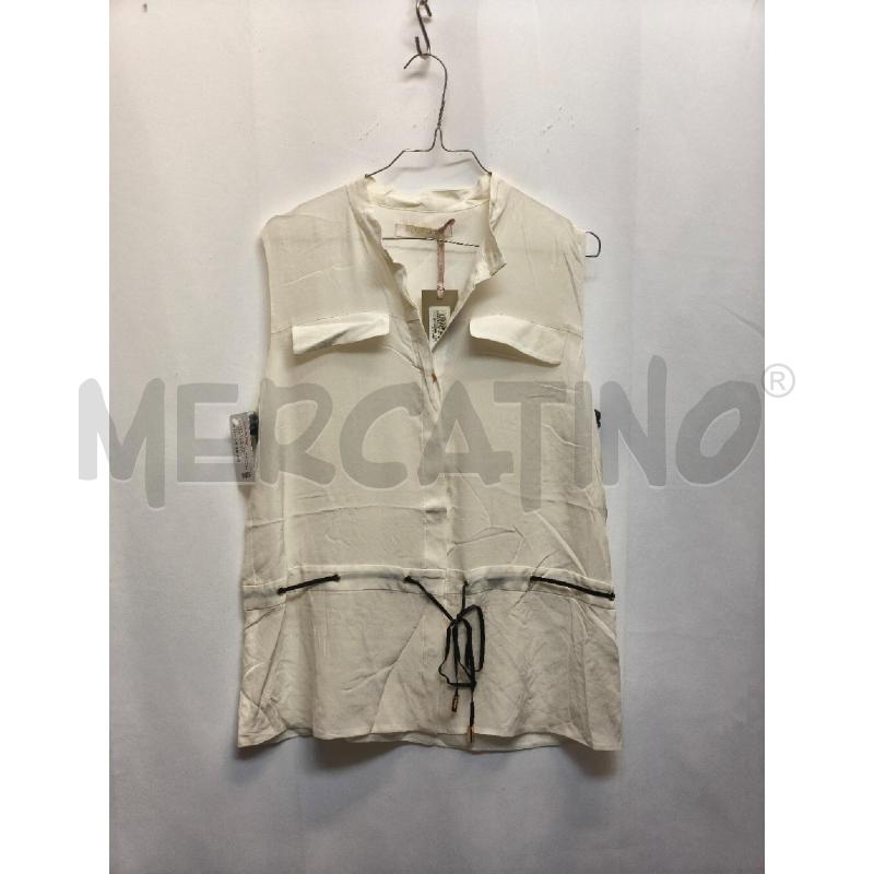 CANOTTA DONNA ALTAMIRA %100 SETA BIANCA FILO NERO  | Mercatino dell'Usato Volpago del montello 1