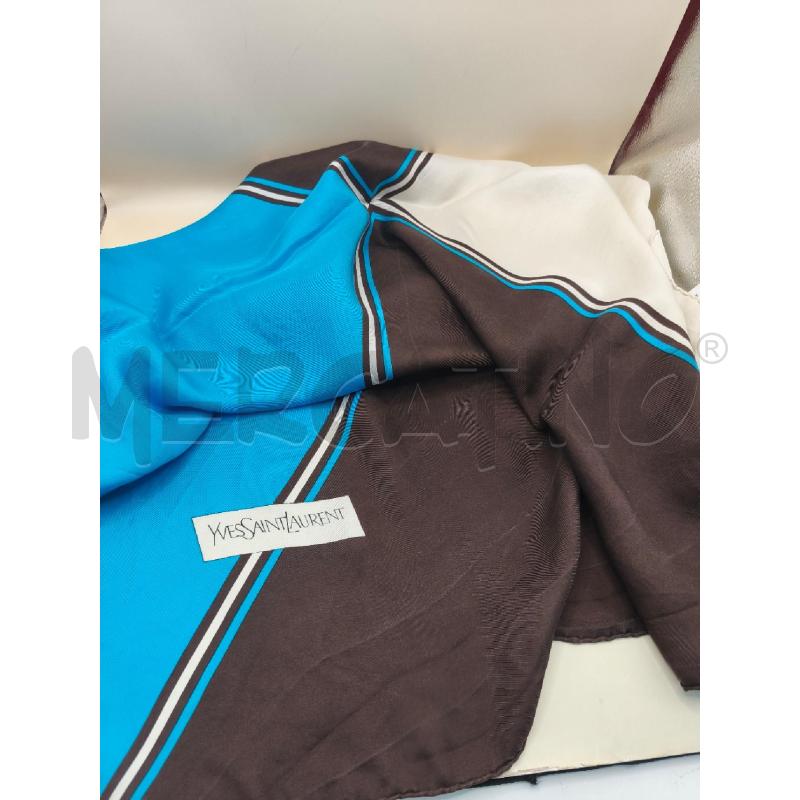 FOULARD YVESSAINTAURENT BLU MARRONE  | Mercatino dell'Usato Volpago del montello 1