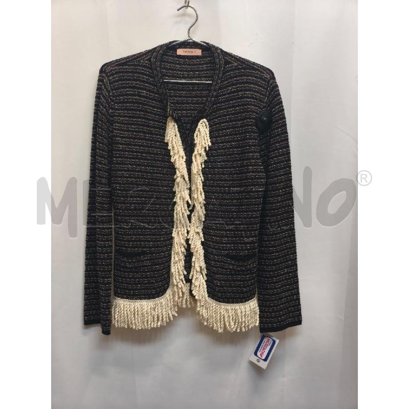 GIACCA DONNA TWINSET RIGE NERE FRANGE BIANCHE | Mercatino dell'Usato Volpago del montello 1