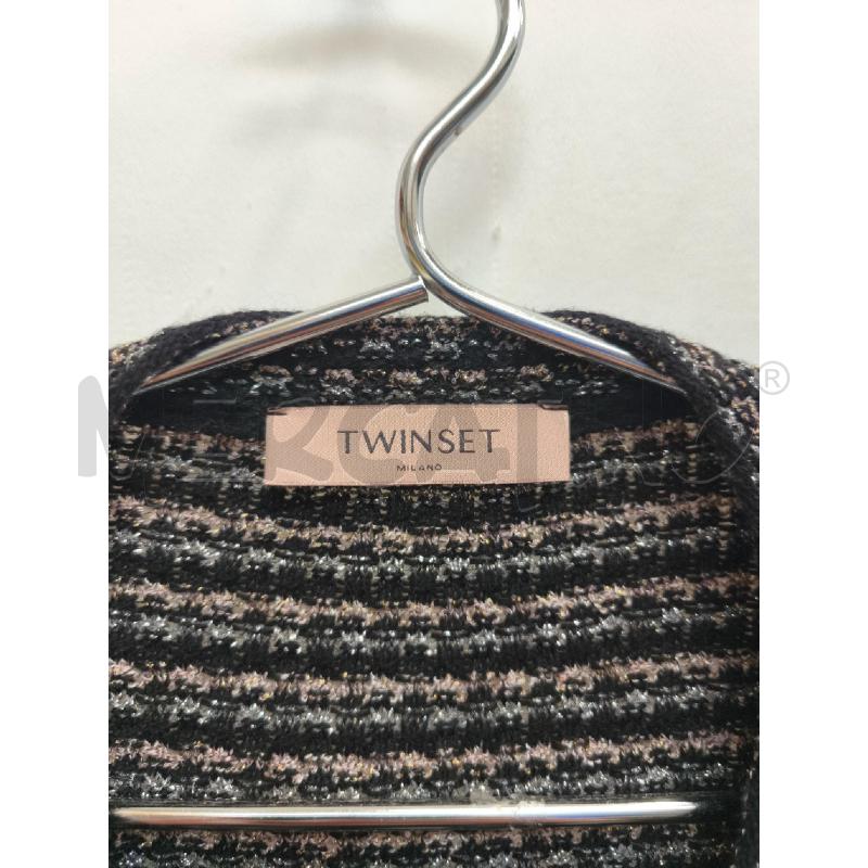 GIACCA DONNA TWINSET RIGE NERE FRANGE BIANCHE | Mercatino dell'Usato Volpago del montello 2