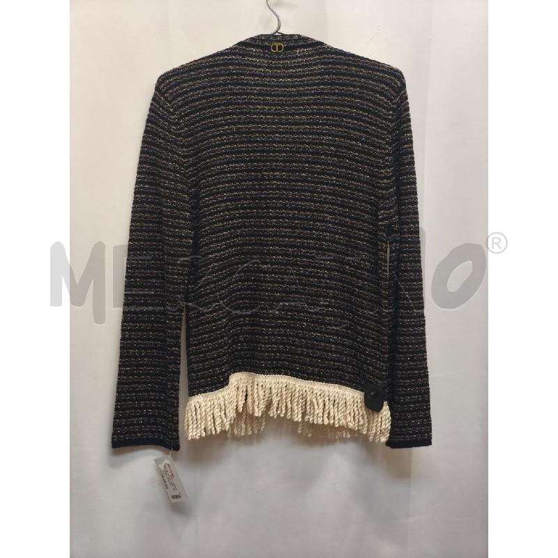 GIACCA DONNA TWINSET RIGE NERE FRANGE BIANCHE | Mercatino dell'Usato Volpago del montello 4