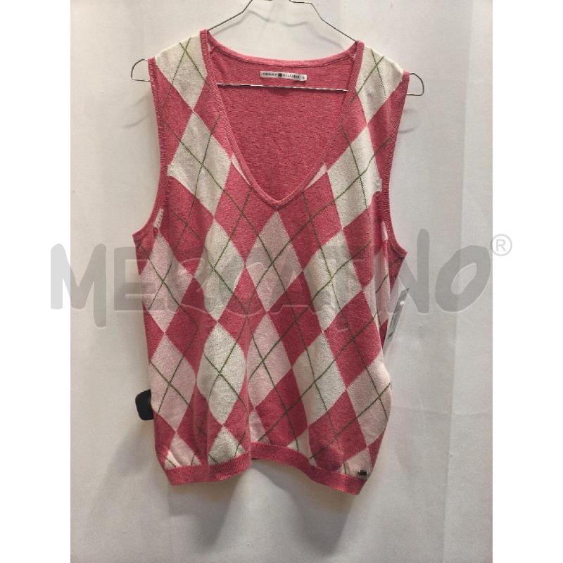 GILET DONNA TOMMY HILFIGER ROMBI ROSA BIANCO | Mercatino dell'Usato Volpago del montello 1