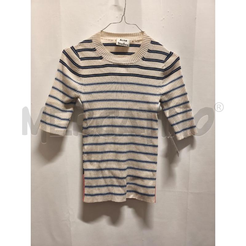 MAGLIA DONNA ACNE STUDIOS BIANCA RIGHE BLU AZZURRO | Mercatino dell'Usato Volpago del montello 1