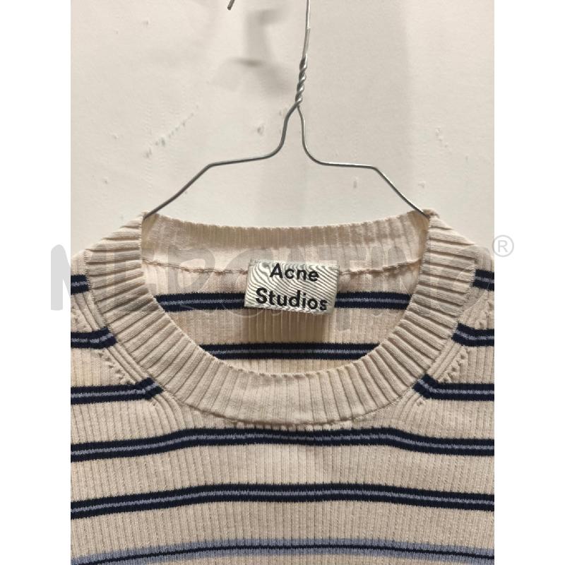 MAGLIA DONNA ACNE STUDIOS BIANCA RIGHE BLU AZZURRO | Mercatino dell'Usato Volpago del montello 2
