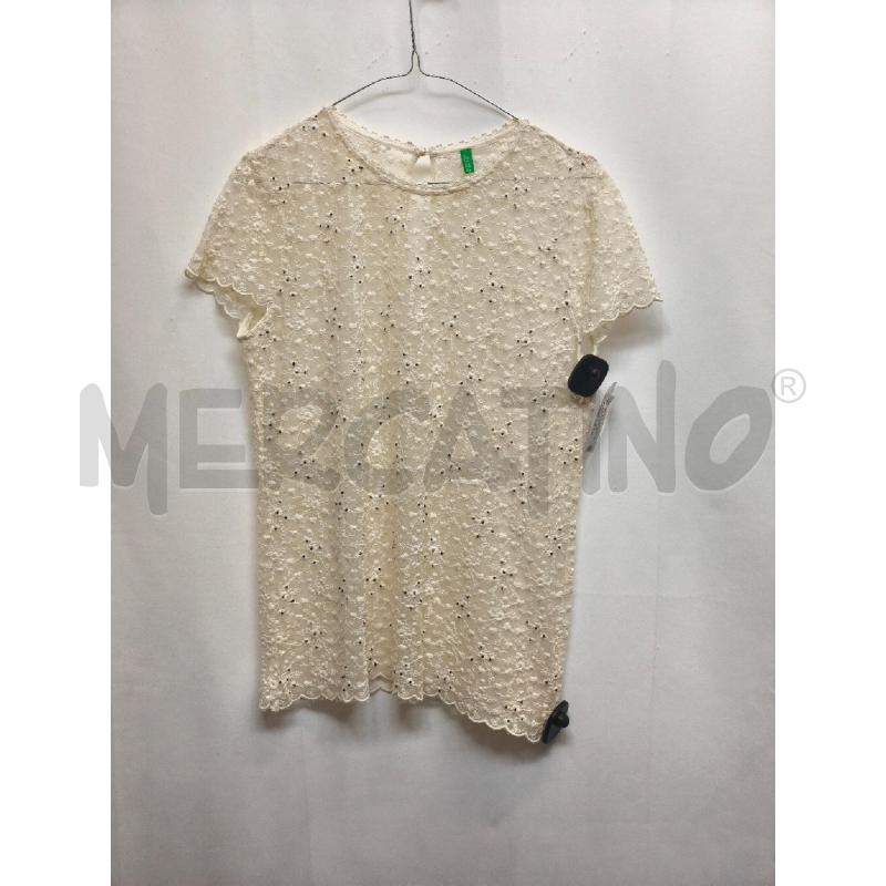 MAGLIA DONNA BENETON PIZZO BIANCO PUNTINI NERI | Mercatino dell'Usato Volpago del montello 1